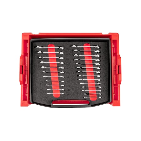 Tekton Stubby Combination Wrench Set with Open Top Drawer and Rack, 25-Piece (1/4-3/4 in., 6-19 mm) OLB94205
